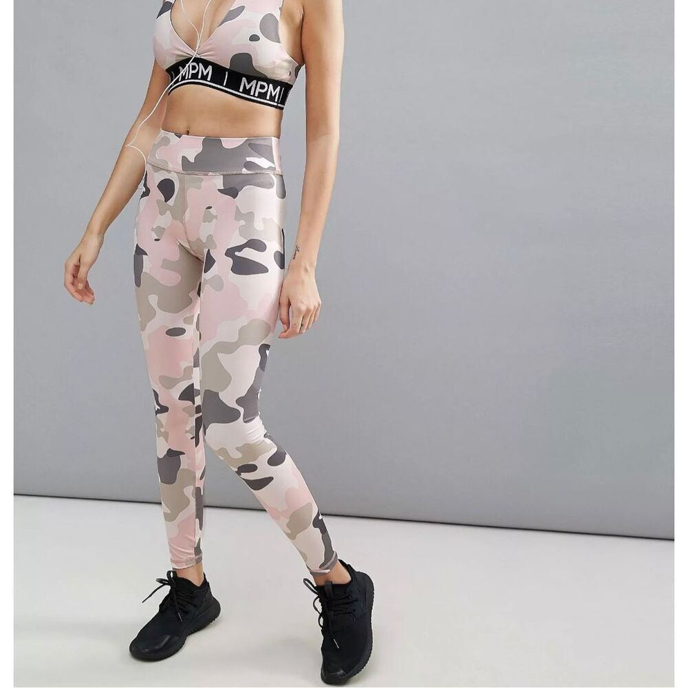 MPM Women's Pink Camo High Waisted Leggings‎ Athleisure Activewear